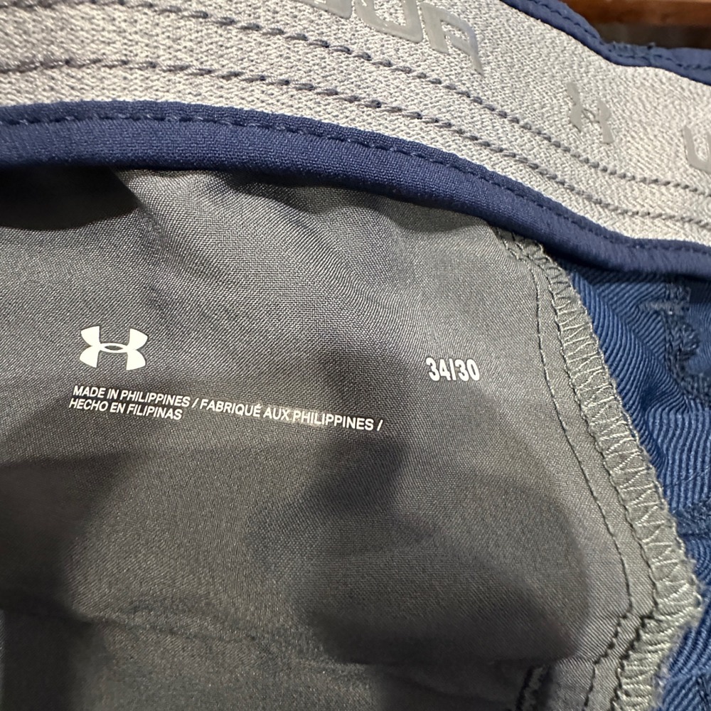 Under Armour Golf Pants Mens‎ 34x29 Navy Blue Tapered Leg Performance Chino - Picture 9 of 9